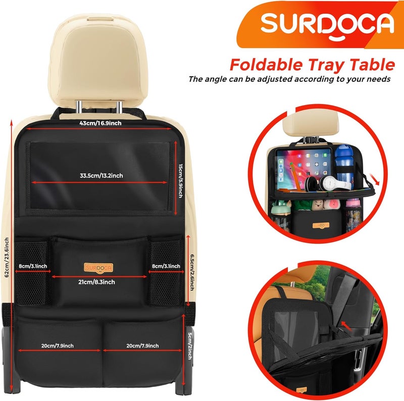SURDOCA Children's Car Organiser with Folding Table - Back Seat Organiser with Tablet Compartment - Image 5