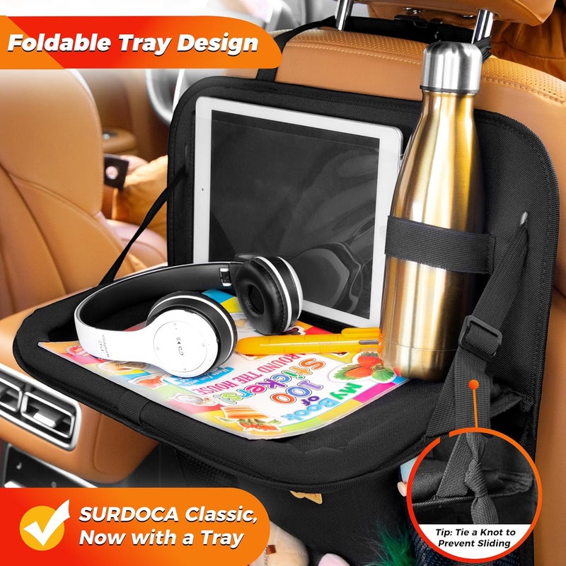 SURDOCA Children's Car Organiser with Folding Table - Back Seat Organiser with Tablet Compartment - Image 2