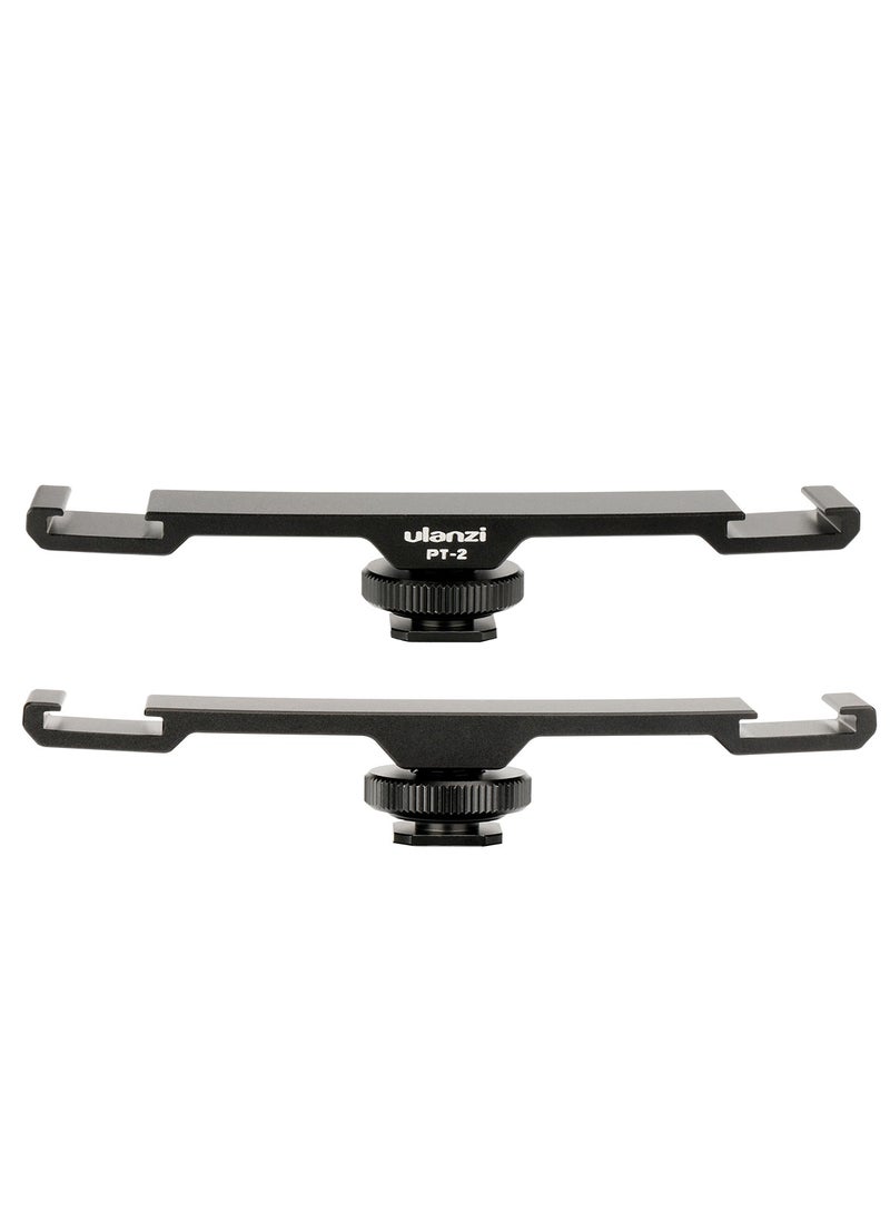 PT-2 Dual Cold Shoe Photography 1/4 Thread Bracket Plate for Microphone Flash Light