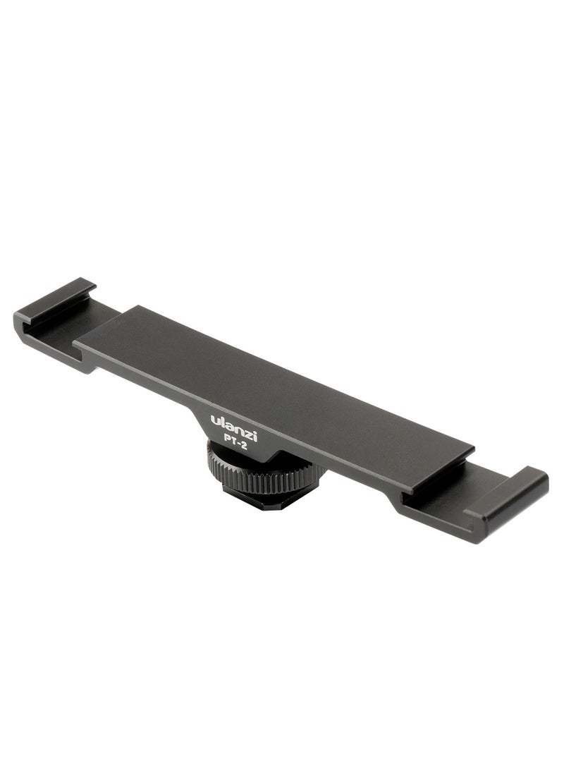 PT-2 Dual Cold Shoe Photography 1/4 Thread Bracket Plate for Microphone Flash Light