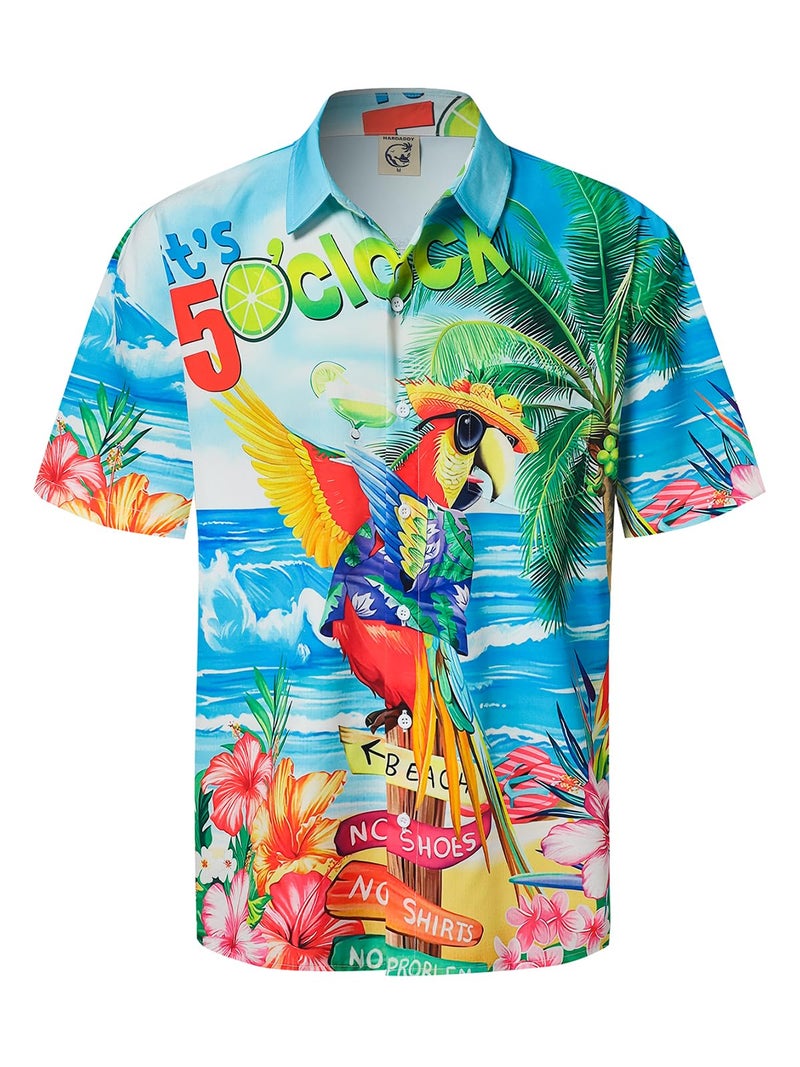 Hardaddy Men's Summer Hawaiian Shirts Funny Performence Printed Casual Button Down Bowling Shirt(Color12,XL) - Image 1