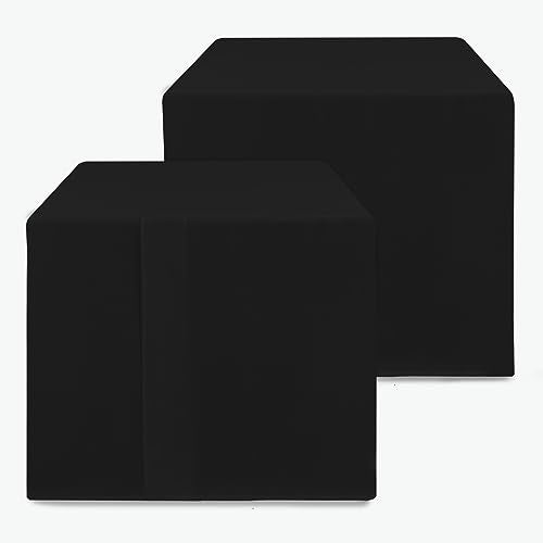 HolidayIdeas 2 Pack Square Fitted Table Covers - 34 x 34 Inch - Black Fabric Table Clothes Washable Tablecloth Protectors for Parties, Holiday Dinner, Trade Show, Vendor Stand - Image 1