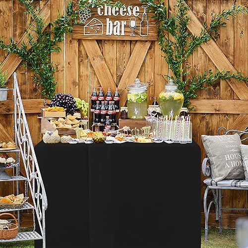 HolidayIdeas 2 Pack Square Fitted Table Covers - 34 x 34 Inch - Black Fabric Table Clothes Washable Tablecloth Protectors for Parties, Holiday Dinner, Trade Show, Vendor Stand - Image 4