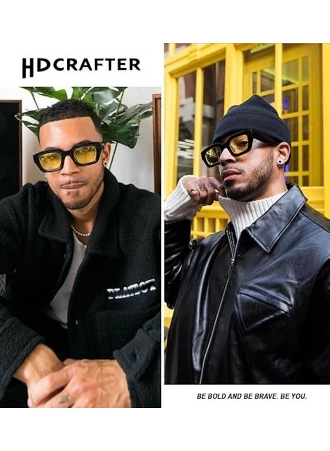 HDCRAFTER Thick Square Sunglasses for Men Women Retro Chunky Rectangle Shades UV400 Protection - Image 3