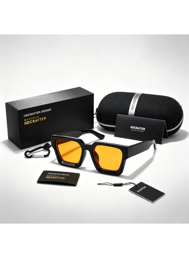 HDCRAFTER Thick Square Sunglasses for Men Women Retro Chunky Rectangle Shades UV400 Protection - Image 1