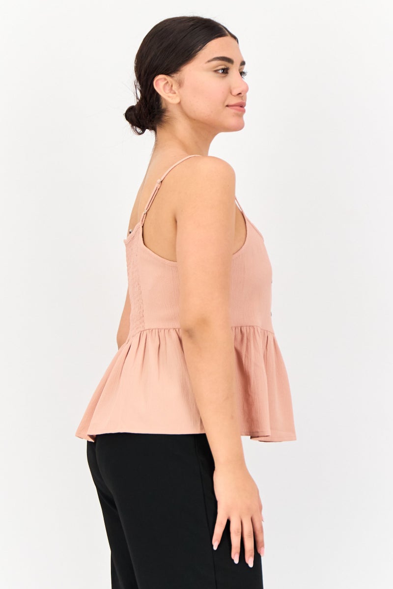 ONLY Women Scoop Neck Sleeveless Textured Tank Top, Dusty Pick  - Image 2