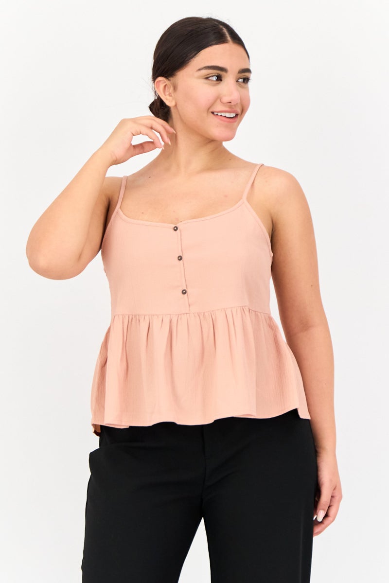 ONLY Women Scoop Neck Sleeveless Textured Tank Top, Dusty Pick  - Image 1