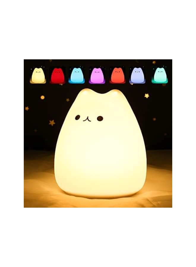 The Bros Cute Cat Lamp, Night Light for Girls Bedroom, Kitty Lamp Birthday Gifts for Kids Baby Toddler Teen Silicone Kawaii Nightlight Nursery Room Decor - Image 2