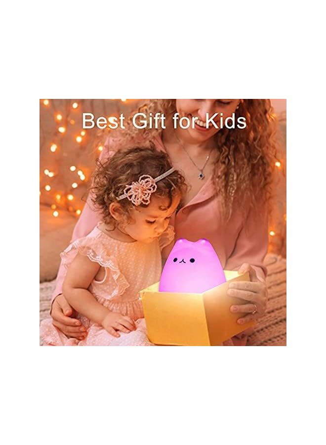 The Bros Cute Cat Lamp, Night Light for Girls Bedroom, Kitty Lamp Birthday Gifts for Kids Baby Toddler Teen Silicone Kawaii Nightlight Nursery Room Decor - Image 4