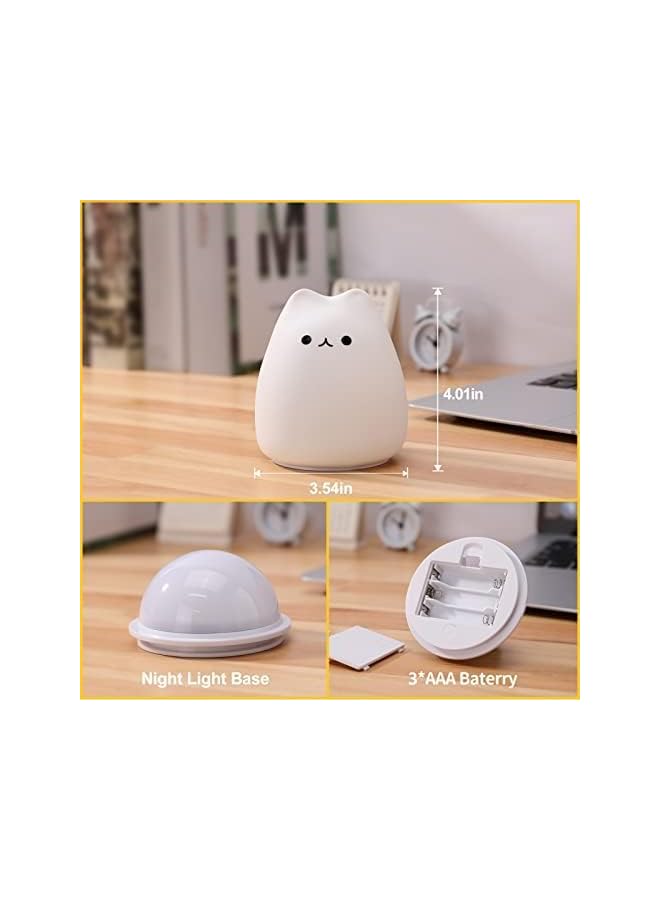 The Bros Cute Cat Lamp, Night Light for Girls Bedroom, Kitty Lamp Birthday Gifts for Kids Baby Toddler Teen Silicone Kawaii Nightlight Nursery Room Decor - Image 3