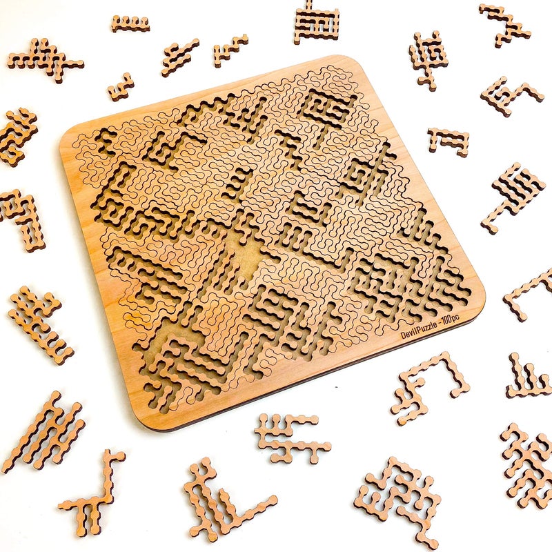 Torched Mind Bending Wooden Jigsaw Puzzle Hard Puzzles for Adults 100 Pieces 113 x 113 - Image 3