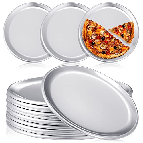 Rtteri 12 Pieces Pizza Pan Bulk Restaurant Aluminum Pizza Pan Set Round Pie Cake Plate Rust Free Cake Tray for Oven Baking Home Kitchen Restaurant Easy Clean(8 Inch) - Image 1