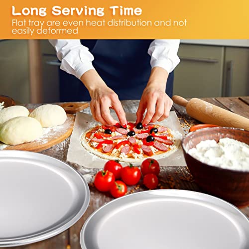 Rtteri 12 Pieces Pizza Pan Bulk Restaurant Aluminum Pizza Pan Set Round Pie Cake Plate Rust Free Cake Tray for Oven Baking Home Kitchen Restaurant Easy Clean(8 Inch) - Image 4