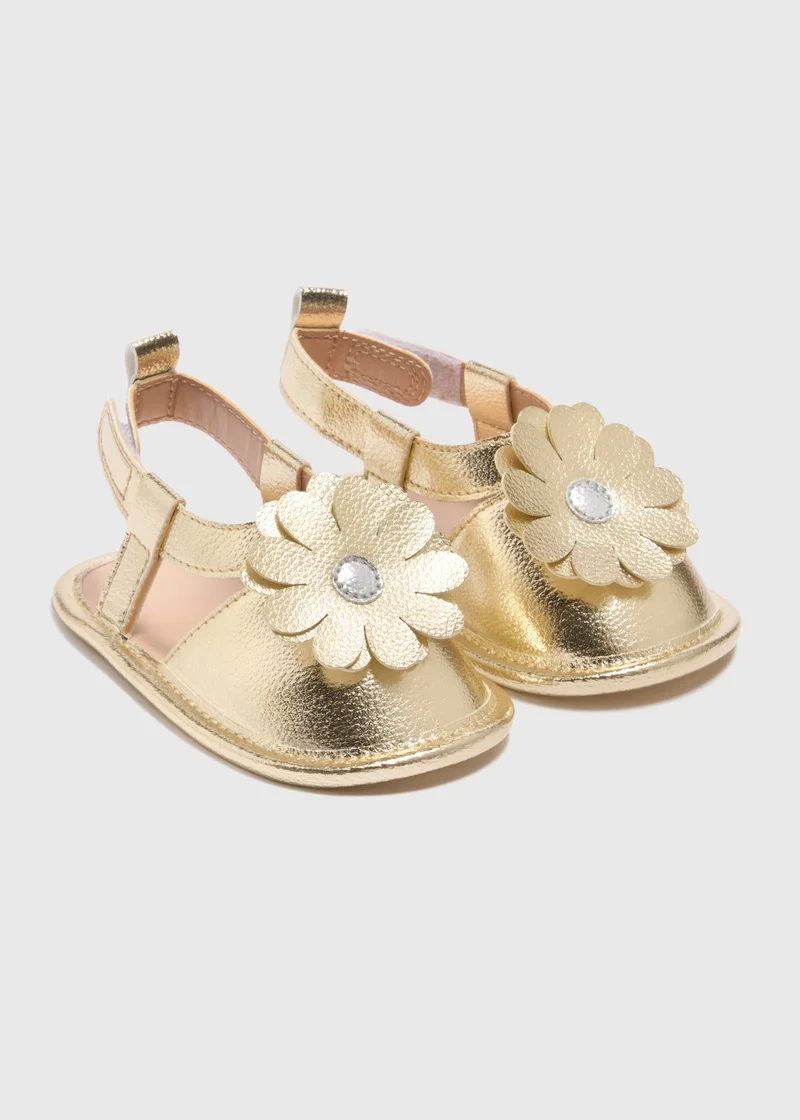 Matalan Girls Gold Flower Sandals