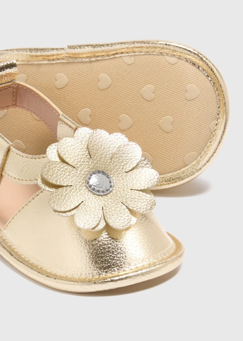 Matalan Girls Gold Flower Sandals
