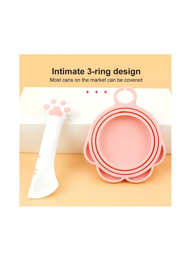 Pet Spoon Multifunctional Can Opener Wet Food Mixing Spoon Silicone Cat Can Sealing Cover Food Storage Dog Accessory Pink - Image 4