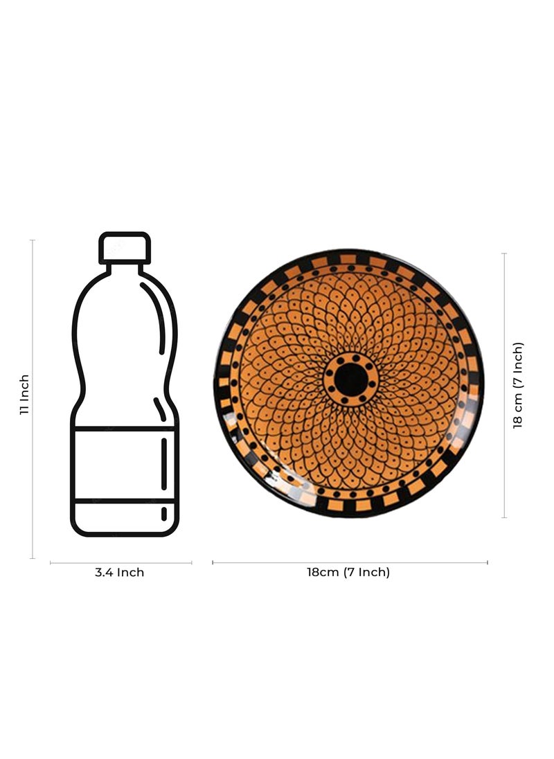 Caffeine Caffeine Ceramic Handmade Stoneware Orange Flora Pattern Quarter Plate 7”(Set of 1 Dishwasher & Microwave Safe)  - Image 2
