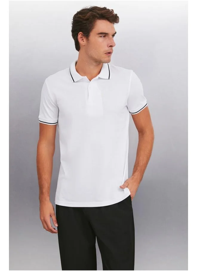GRIMELANGE Grimelange Forestar Men's White Polo Neck T-Shirt