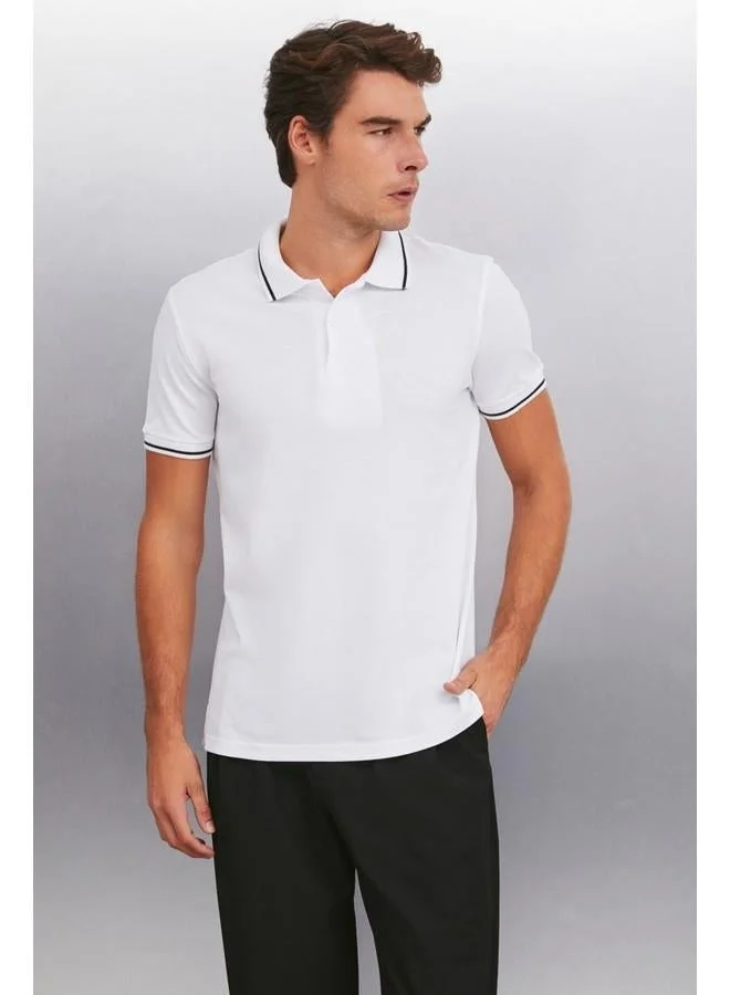 GRIMELANGE Grimelange Forestar Men's White Polo Neck T-Shirt