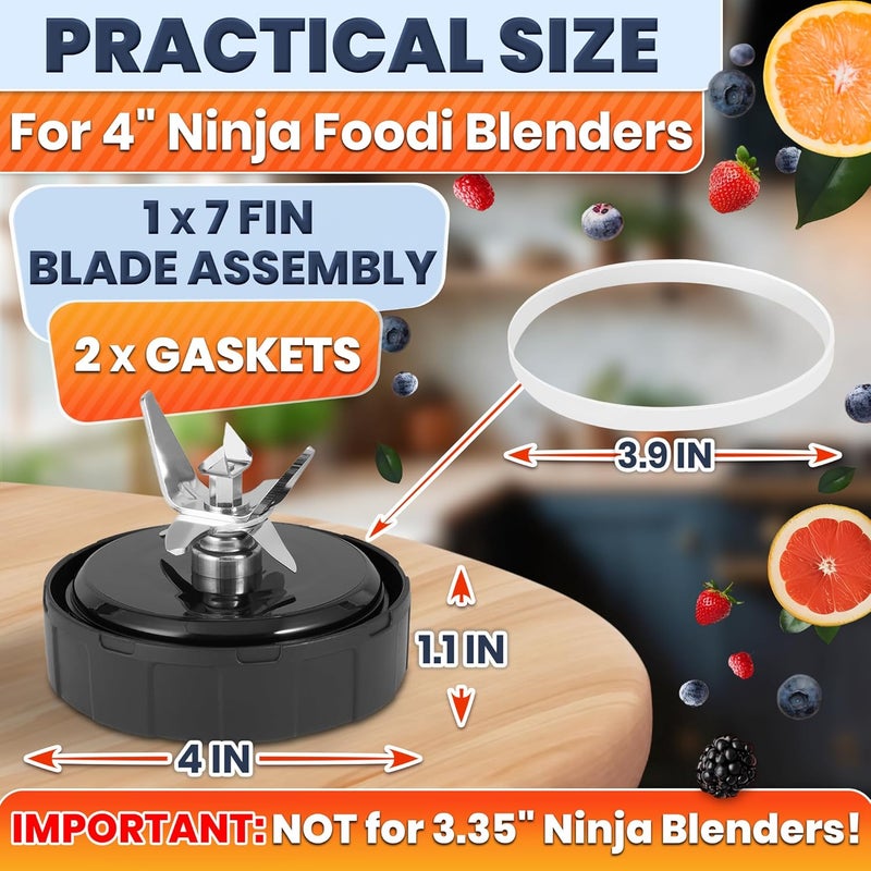 KETAR Ninja Replacement Blades – 7 Fin Male 4" Ninja Blender Blade Replacement – Compatible with Ninja Foodi Power Blender SS150, SS151, SS300, SS350, SS351, SS351TGT, CO351B, SS100, SS101, SS101C, CO101B - Image 3