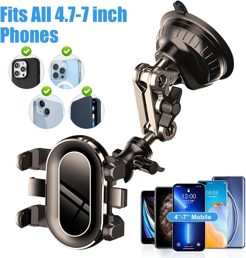 KASTWAVE Heavy-Duty Car Phone Mount - 360° Rotating Suction Cup Holder for Video Recording, Vlogging & Live Streaming, Universal Dashboard/Windshield/Sunroof Mount (Black, 1.5LB Capacity) - Image 4