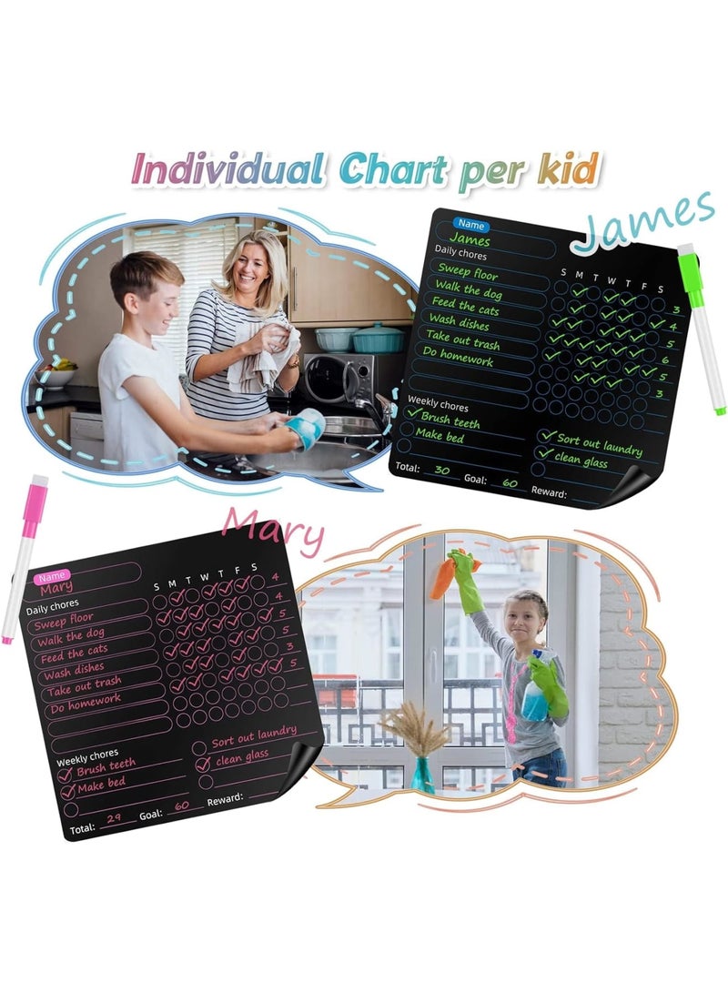 SOLARAE تقويم جاف مغناطيسي، 4 قطع من مخطط المهام المغناطيسي للأطفال مع 8Markers ملونة و 1 ممحاة، مخطط المكافآت، مخططات سلوك جافة للأطفال، المراهقين، البالغين، العائلة، أسود - Image 5