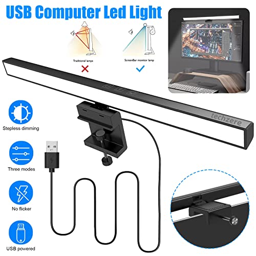 Techzere Plastic 13-Inch Laptop Monitor Screen Light Bar With Smart Touch Sensor Usb Powered 5W Led E-Reading Lamp Stepless Dimming 60-Min Timer No Screen Glare Eye Health Care Black - Image 3