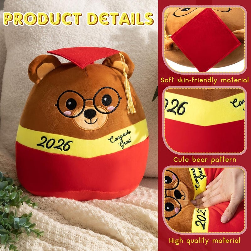 Blueweenly Graduation Bear 12 Inch Large Stuffed Animal Plush with Cap 2026 Graduation Gifts Bear for Her, for Him, for College, Present Gifts Celebratory Souvenir (Red) - Image 3