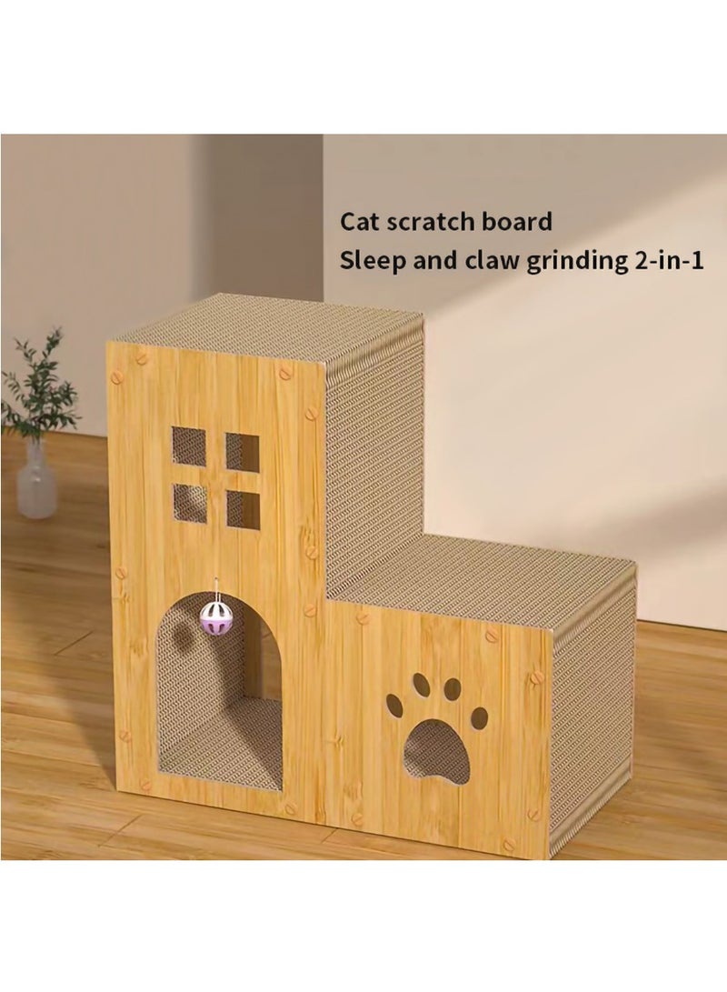MileMelo Cat House Scratcher Scratch Board Scratching Pad Tunnel Cardboard Toy Tree Condo Litter Box for Indoor Outdoor Kitty 45*45*23cm  - Image 3