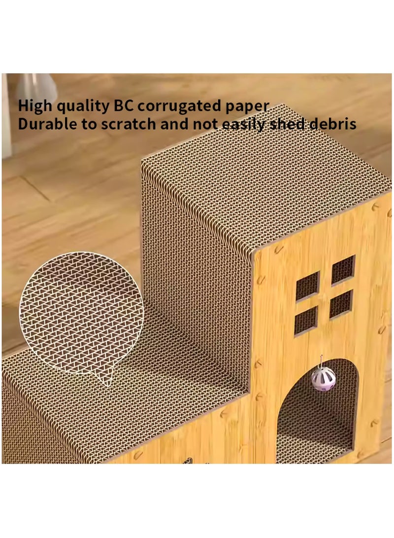 MileMelo Cat House Scratcher Scratch Board Scratching Pad Tunnel Cardboard Toy Tree Condo Litter Box for Indoor Outdoor Kitty 45*45*23cm  - Image 4