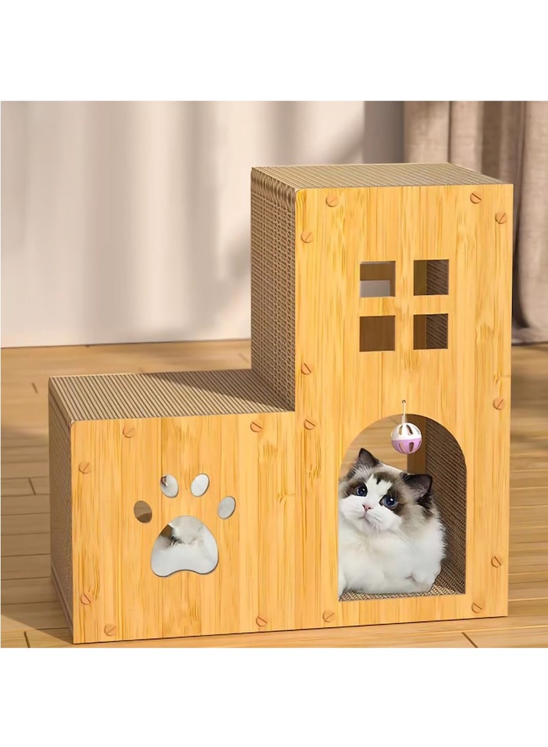 MileMelo Cat House Scratcher Scratch Board Scratching Pad Tunnel Cardboard Toy Tree Condo Litter Box for Indoor Outdoor Kitty 45*45*23cm  - Image 5