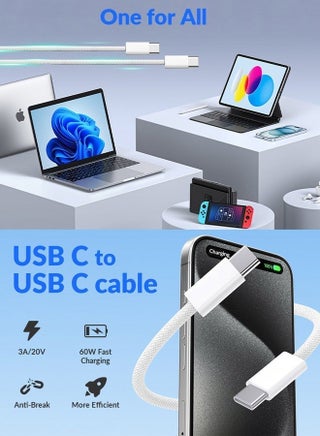 كابل شحن فائق السرعة USB Type-C إلى Type-C بطول 1 متر وقدرة لأجهزة iPhone 16/15، iPad، iPad mini 7، MacBook Pro، Samsung S25 Ultra/S24/S23، وHuawei P70 - view 5