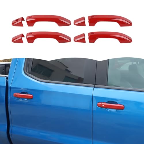 RT-TCZ RTTCZ Door Handle Trim Cover Decoration Exterior Accessories for Chevrolet SilveradoGMC Sierra 20192024for Chevrolet Tahoe 20212024for Suburban 20202024for GMC Yukon 20212024 Red - Image 1