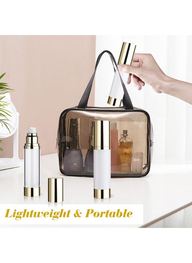 Cositina 4 Pack 50Ml/1.7Oz Clear Airless Pump Bottle Plastic Vacuum Pump Press Container Empty Lotion Dispenser For Cream Toiletries Liquid Foundation Cosmetic Sample Travel - Gold - Image 4
