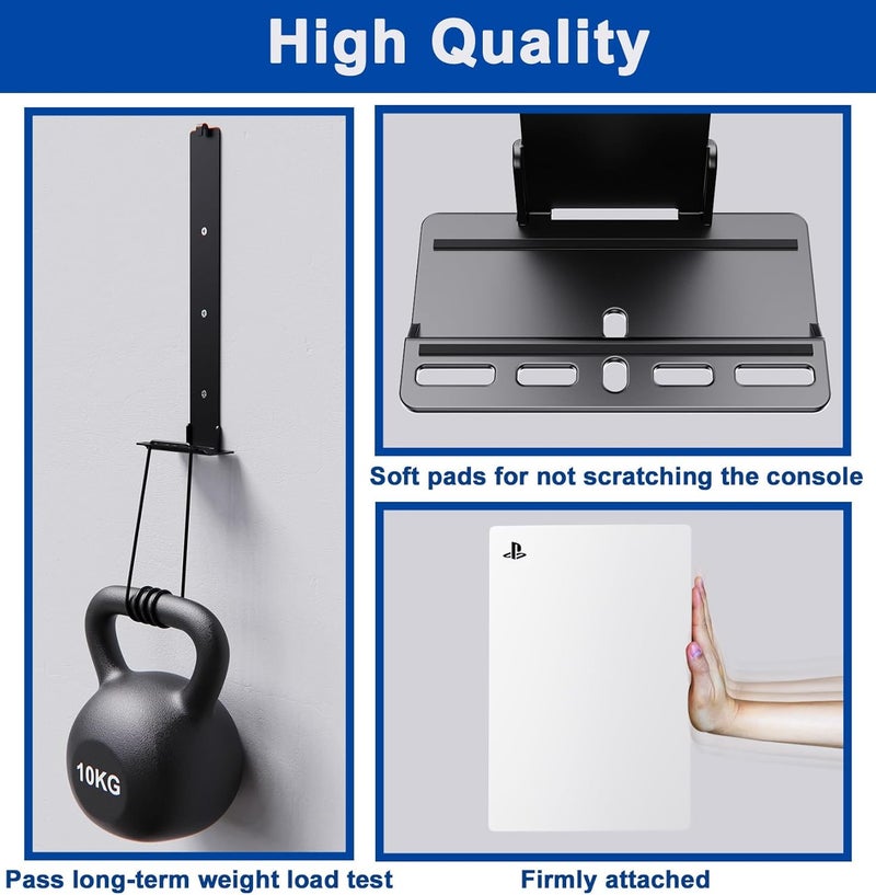 ALIENERGY PS5 Wall Mount for Playstation 5 Disc Edition and Digital Edition (Mount The Console on Wall Near or Behind TV with Invisible Design), Including 2 Accessories Holders (Black) - Not for PS5 Slim - Image 5