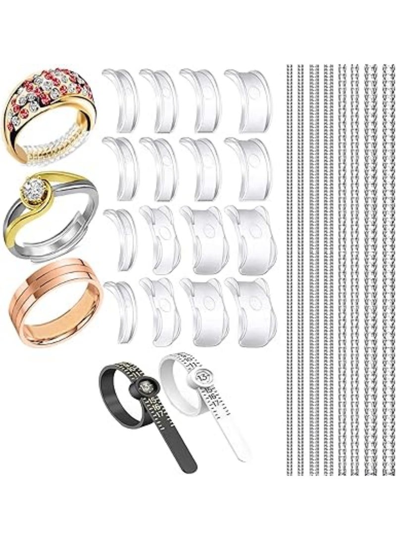 saykfoe 26 Pcs Ring Size Adjuster with Ring Size Measuring Tool for Loose Rings, Sizer Adjuster for Ring Too Big, Plug-in Invisible Ring Spiral, Fit Any Rings Sizes - Image 1