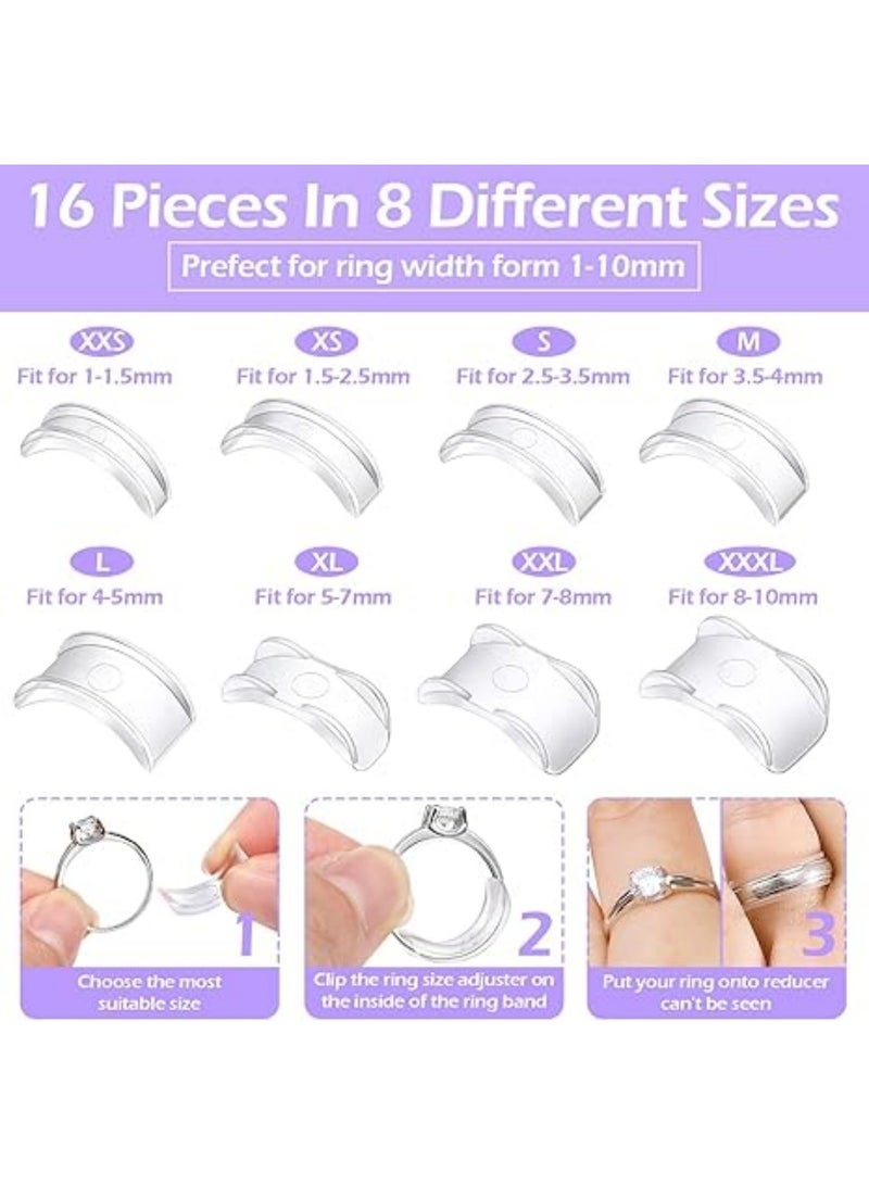 saykfoe 26 Pcs Ring Size Adjuster with Ring Size Measuring Tool for Loose Rings, Sizer Adjuster for Ring Too Big, Plug-in Invisible Ring Spiral, Fit Any Rings Sizes - Image 5
