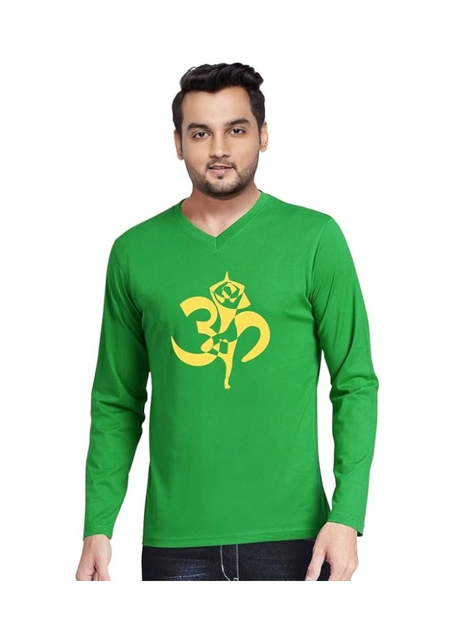 OPLU Store Men's Regular Fit Cotton Printed Tshirt, Green, M - Image 1