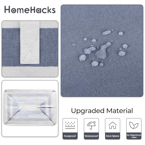 HomeHacks 2 Pack Large Laundry Baskets, Waterproof, Freestanding Laundry Hampers, Collapsible Clothes Hamper with Reinforced Handles in Laundry, College Dorm, Bathroom, Bedroom (Blue+Pink, 75Lx2) - Image 5