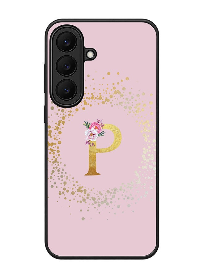 Stylizedd Rugged Case for Samsung Galaxy S26 FE- Slim Fit Hybrid Rubber Cover Floral Monogram - P (Pink)