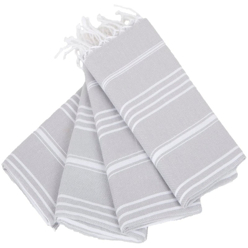 Clotho 4 Pack Turkish Hand Towels for Bathroom 18x40 Large 100 Cotton Soft Decorative Towel Set of 4 Absorbent Lightweight Quick Dry Face Towel for Travel Hair Gym Yoga  Silver Gray