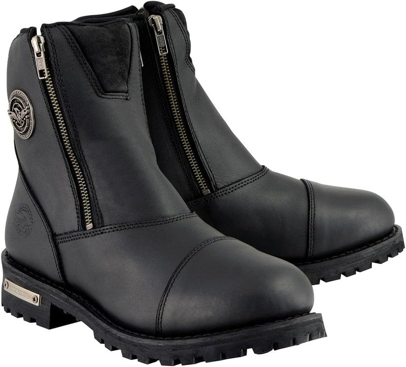 Milwaukee Leather Women's Black Premium Leather Double Sided Zipper Motorcycle Riding Boots MBL202 - Image 1