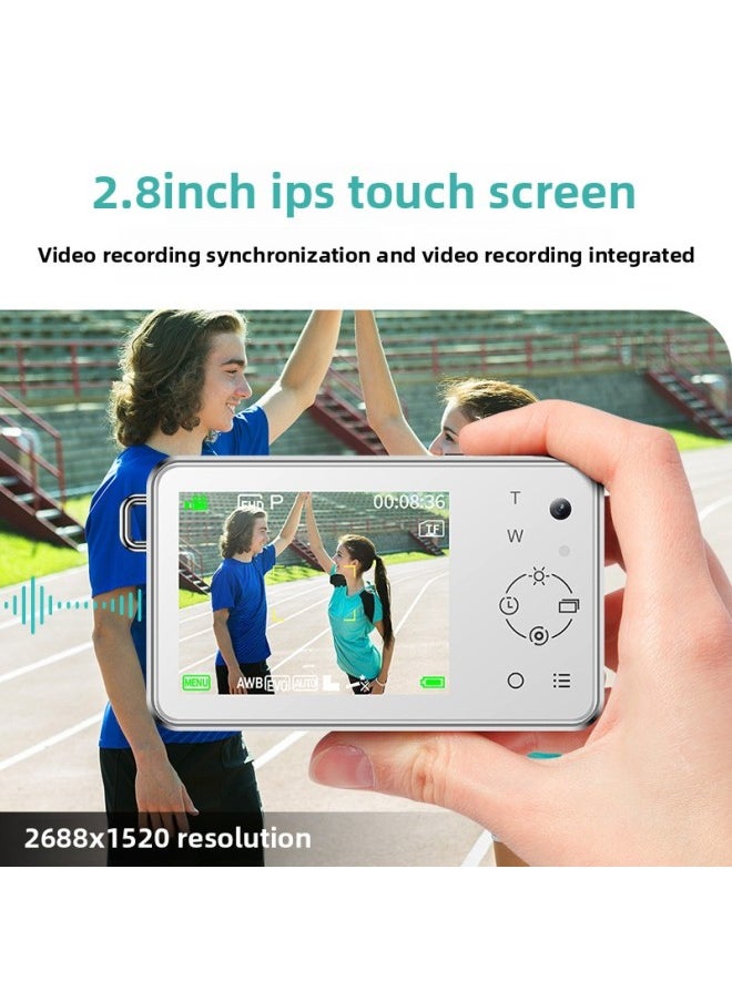 Generic Patriotic E8 Digital Camera Touch Screen HD Travel Girls Beginner Students Dedicated Campus Retro Non-CCD-Body Color:Green 128gb Plus Wide-angle Lens  - Image 5