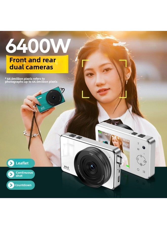 Generic Patriotic E8 Digital Camera Touch Screen HD Travel Girls Beginner Students Dedicated Campus Retro Non-CCD-Body Color:Green 128gb Plus Wide-angle Lens  - Image 4