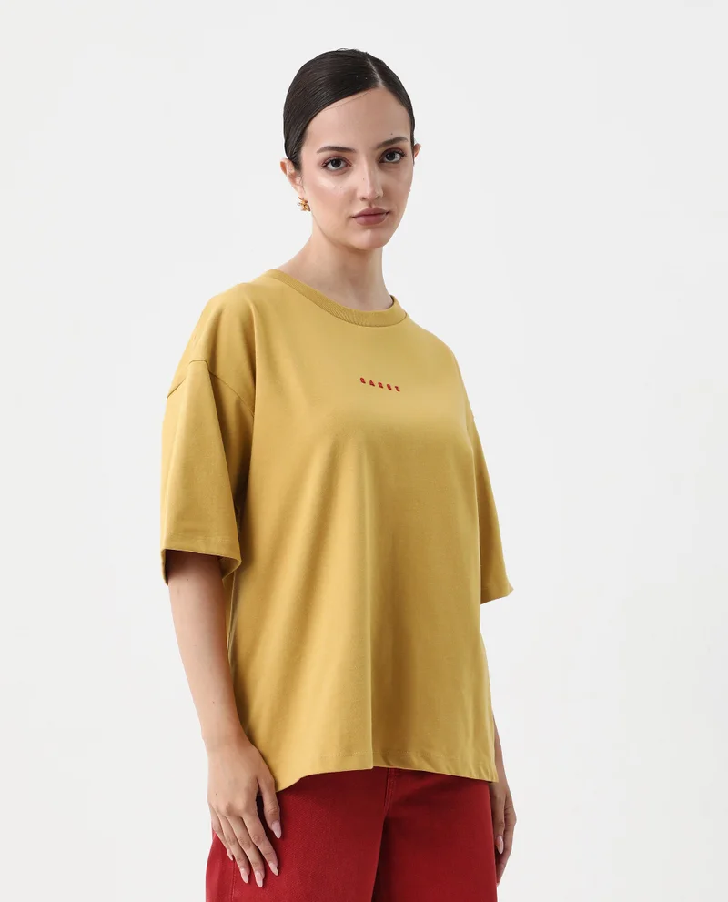 Rareism Women's Oversized T-Shirt With Back Graphic Print