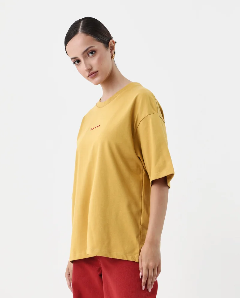 Rareism Women's Oversized T-Shirt With Back Graphic Print