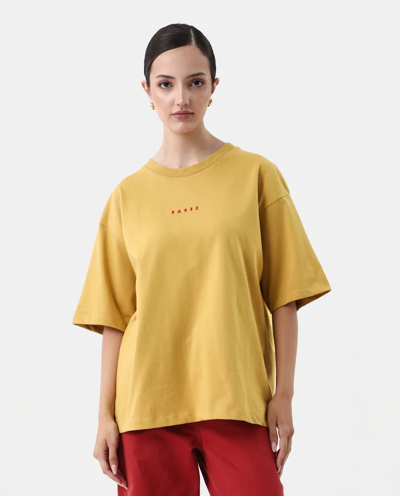 Rareism Women's Oversized T-Shirt With Back Graphic Print