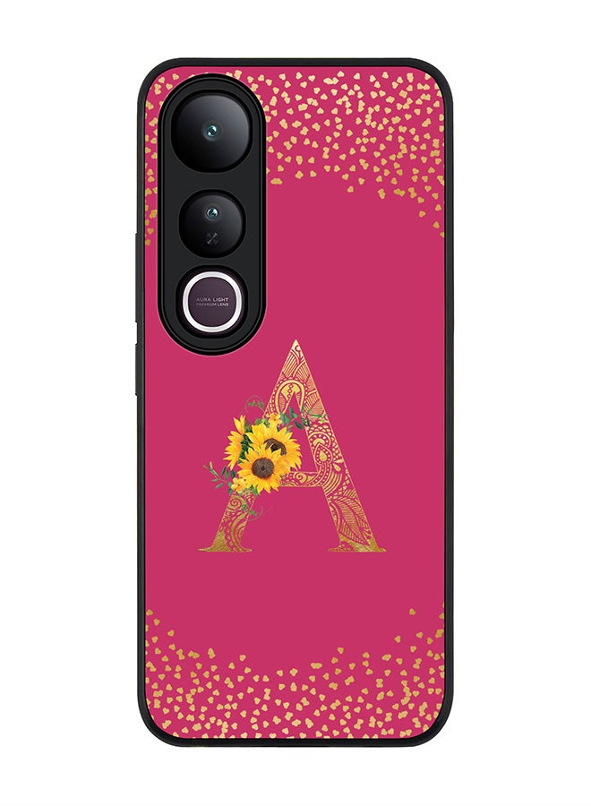 Stylizedd For vivo V50 Lite Case,Slim fit Camera Protection, Shockproof Thin Phone cover  - Custom Floral Monogram - A ( Deep Pink )