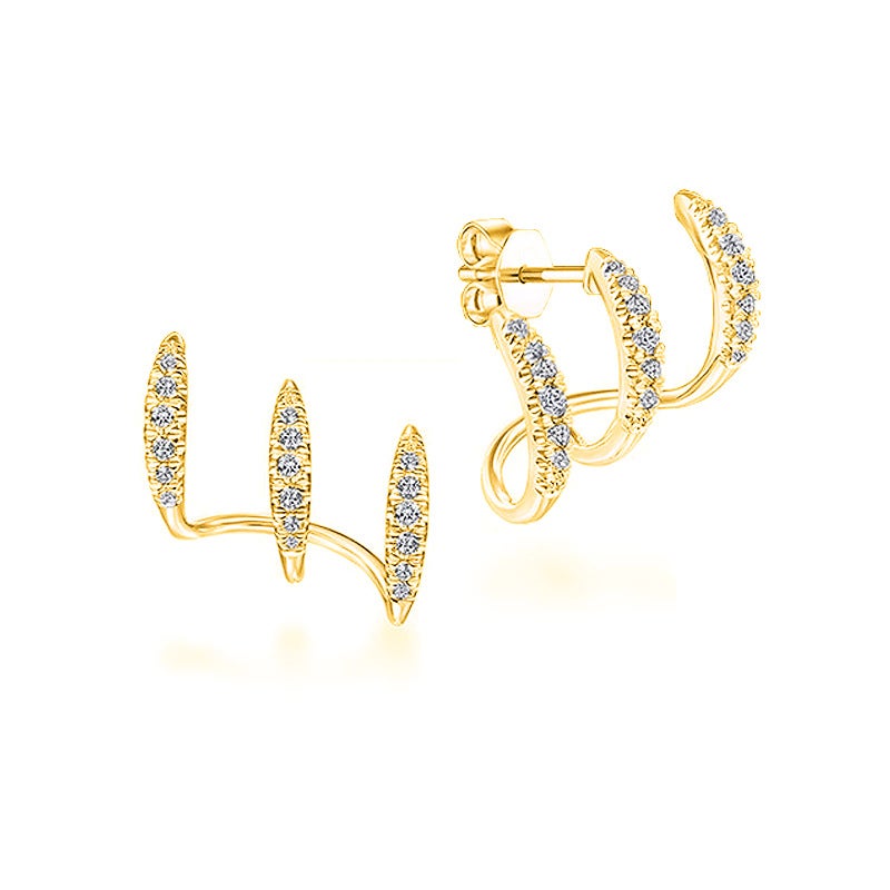 Minimalist Arc Diamond Stud Earrings Gold 