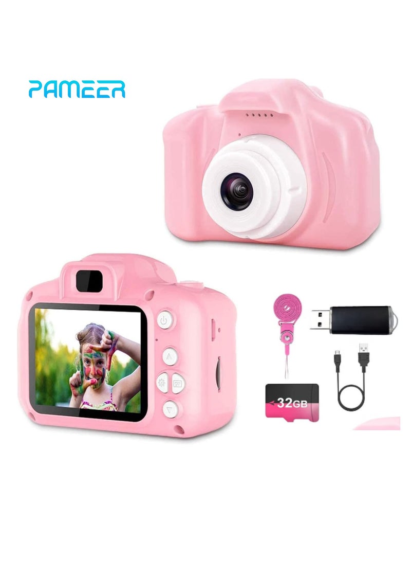 PAMEER Children's Digital Camera, 8MP HD Photo & Video Camera with 32GB SD Card, Card Reader, Lanyard, and Charging Cable – Perfect Birthday Gift for Kids - Image 3